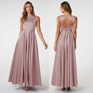 Azazie Women's Satiin‎ Elegant Chiffon Maxi Dress Bridemaids Mauve Size 10 $129